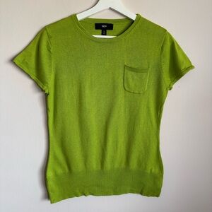 Mossimo Women’s Bright Green Short Sleeve Fitted Knit Top L